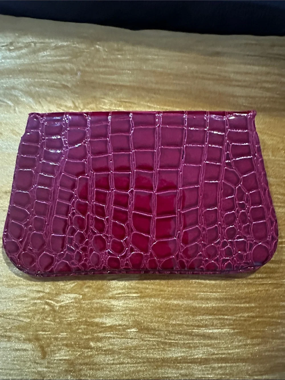 Bare Escentuals Elegant Croc-Embossed Wine Red Envelope Clutch Women Bags